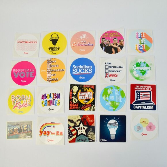 TPUSA Charlie Kirk Stickers Lot of 20 NEW No Duplicates - Picture 1 of 1